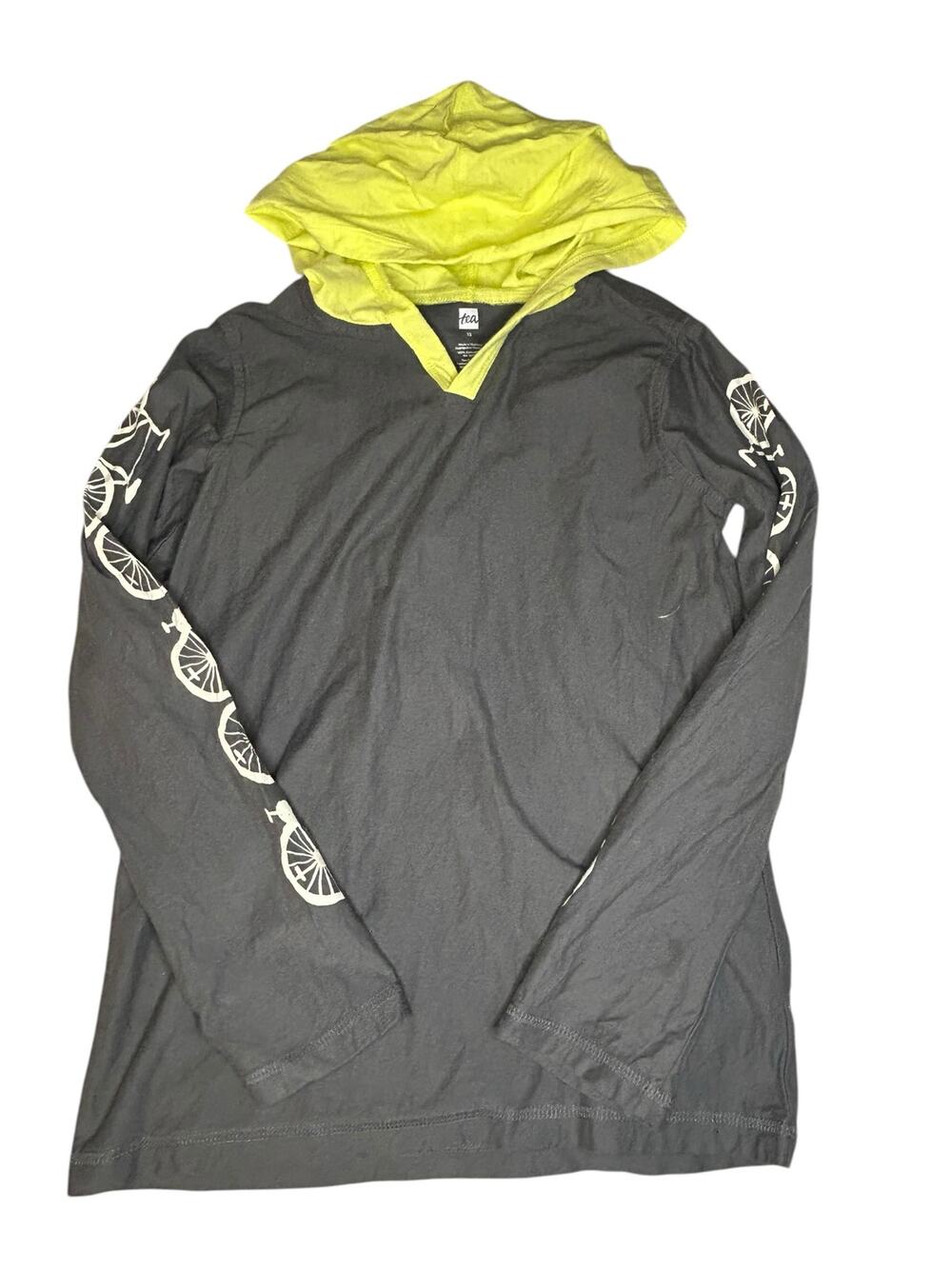 Tea Collection grey and yellow hooded short with bikes size 12